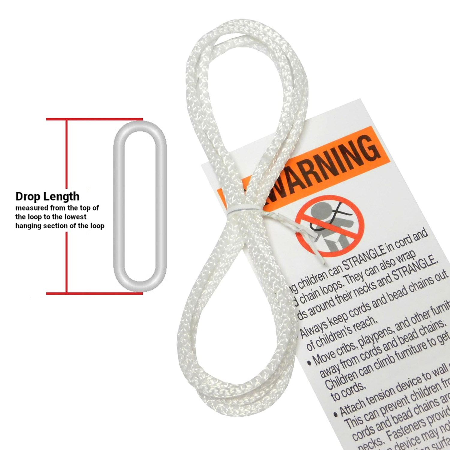 100 Feet 2.0 mm White Lift Pull String Cord For Shades or Vertical Blinds 