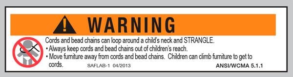 beaded chain child safety label